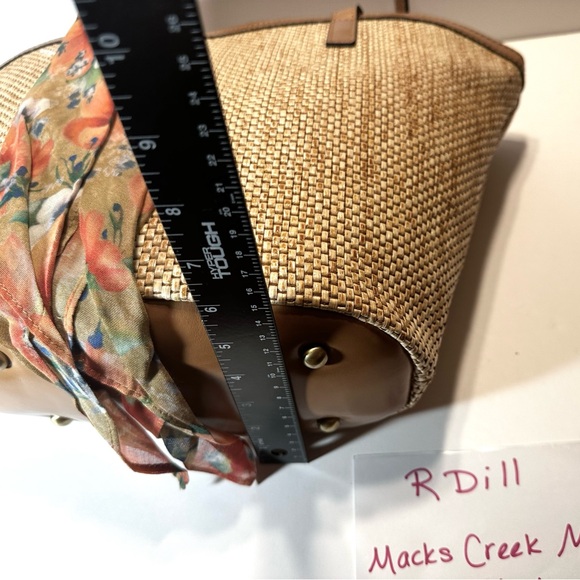 $229 ⭐️ NEW Patricia Nash Marconia Tote Burnished Woven w Apricot Blossoms Scarf - Picture 5 of 11